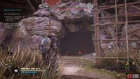 The entrance to the cave where you’ll find the treasure chest containing the Brigandine Helm.