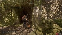 you’ll need to use a oil pot to explode the barricade blocking your way into the cave.