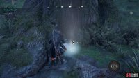 you can find it beneath a large tree and a waterfall.