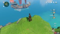 to the east of that domain are some cliffs you can climb and jump from to glide over to the ship.