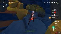 The common chest will appear in the place where the rocks that you destroyed with the explosive barrels were.