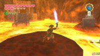 Charged up a Skyward Strike and leap onto the lava platform.