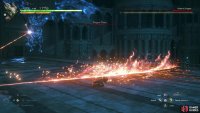 two bisecting, exploding lasers,