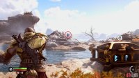 The first rune will be on the small island directly behind the chest.