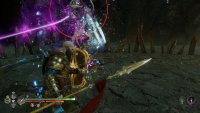 The boss will sometimes finish a string of melee strikes with an unblockable finisher.