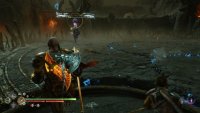 Be ready to avoid the weapon boomerang attack when the boss assumes this stance in the air.