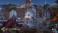 Destroy the pillars it’s perched on to send it away and start the favor