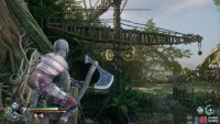 You may have to manipulate a crane to return to the Abandoned Village proper.