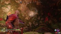Toss a spear here to reach the upper ledge