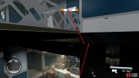Jump onto the pipes, over the railing, and pick Lucas’ door.