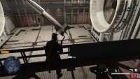Wait until his is under the rocket, then shoot one of the hooks holding it up. A sticky end for our Nazi friend.