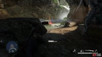 Hiding in the dark behind the rock gives you a perfect spot to throw your grenade from.