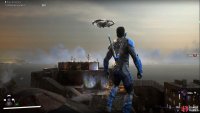 You can scan this drone by standing on the water tower near the church.