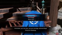 Head to a shrine and select “Exchange Virtue”.