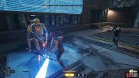 At the end of the fight you can finish the droid off once you see the red circle shown here.