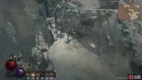 go down the snowy path to find the statue.