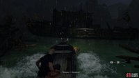 Use the boat to reach the shipwreck at the center of the lake
