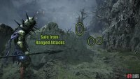 Stand behind the rock to avoid the ranged attacks from the enemy at the back. Bait the other two enemies to this spot by running near to them, then running back.