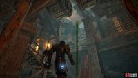 Use the nearby stairs to reach the top of the room.