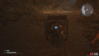 Push the minecart over to the ledge with the chest, then climb up to open it.