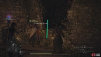 Go through the gap in the wall to the north.