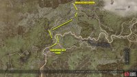 Follow the route from Checkpoint Rest Town to Worldsend Cavern.