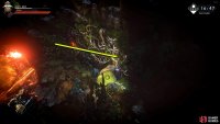 Climb the vines to the right, but be careful of the incoming enemies.