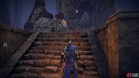 Go back to the pillar, and drop. Follow the stairs to the ruins at the back.