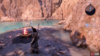 The second brazier is on the southeast of the beach, under a sandpile.
