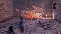 destroying nearby objects - usually walls.