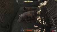 Take both pigs to the wagon. You’ll find them in the barn at the end of the path.