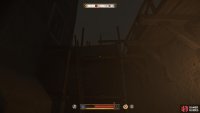 Climb the ladder at the back here.