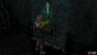 Touch the glyph after removing the sphere to open a door
